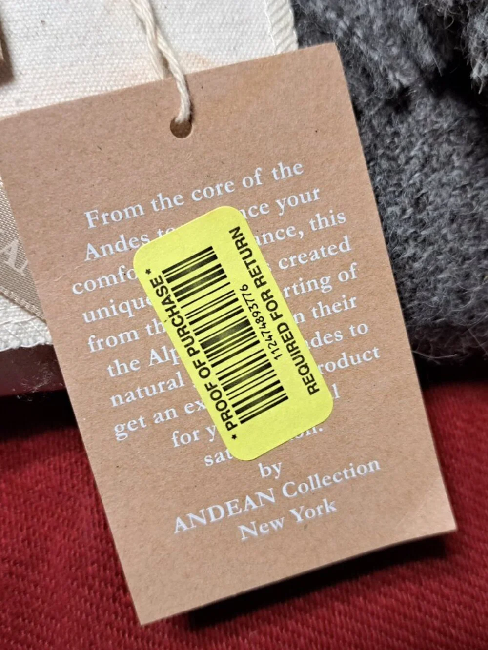 ANDEAN PURE NATURAL ALPACA WOOL THROW GREY NEW IN PKG 51